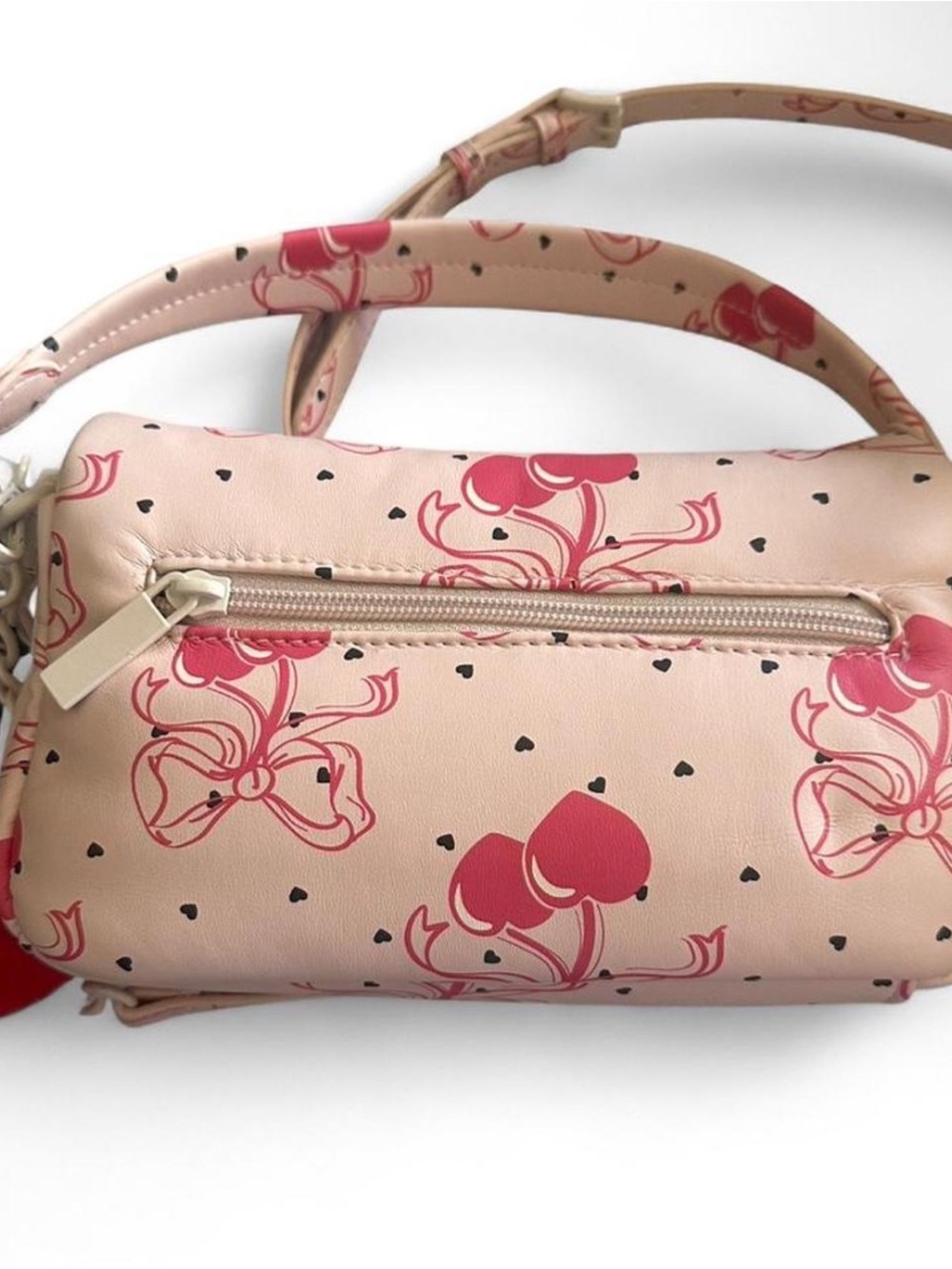 Luv Betsey by Betsey Johnson Pink Heart Print Shoulder Bag with Top Handle - Picture 3 of 4